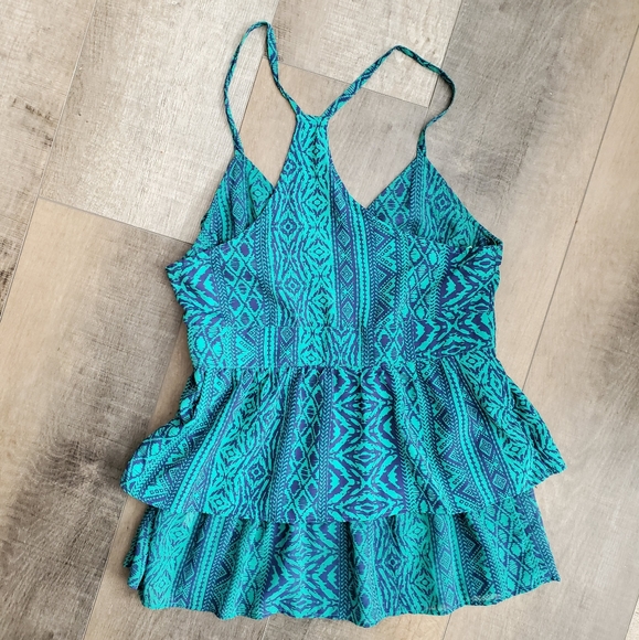 Navy & Teal Blouse S - Picture 3 of 4